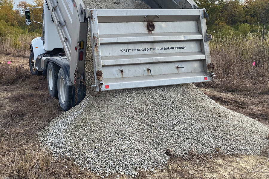 truck dumping gravel